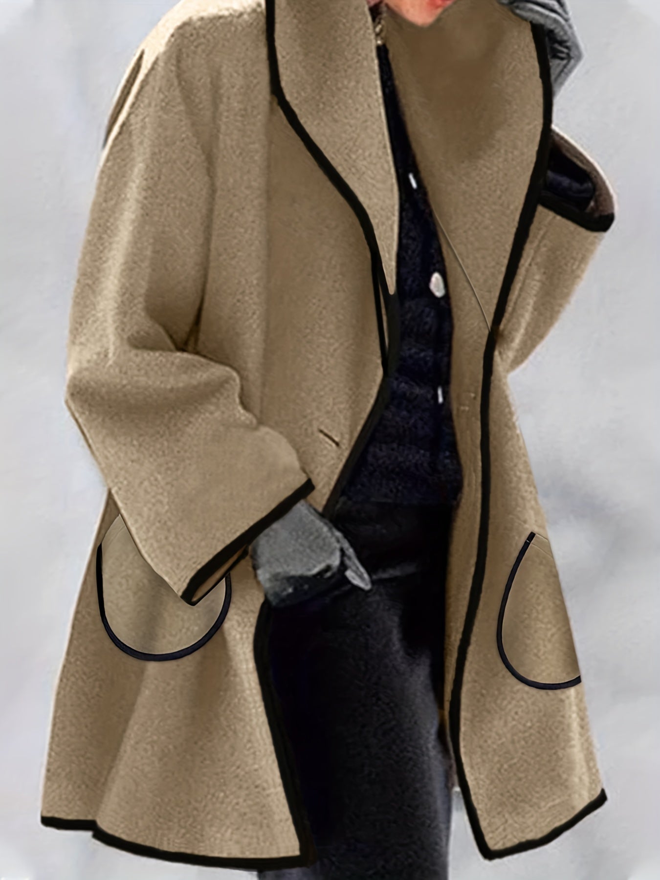 Waterfall Collar Overcoat Open Front Long Sleeve Outerwear