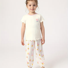 Girls Bee Graphic Print Baggy Elastic Cuff Pants Kids Summer Breathable Pants