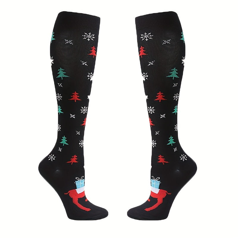 6 Pairs Christmas Compression Socks - 20-30mmHg Support - Men & Women