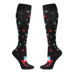 6 Pairs Christmas Compression Socks - 20-30mmHg Support - Men & Women
