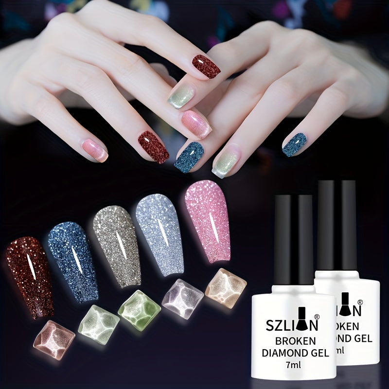 Reflective Glitter Gel Nail Polish Set - Shining Broken Diamond Gel Polish