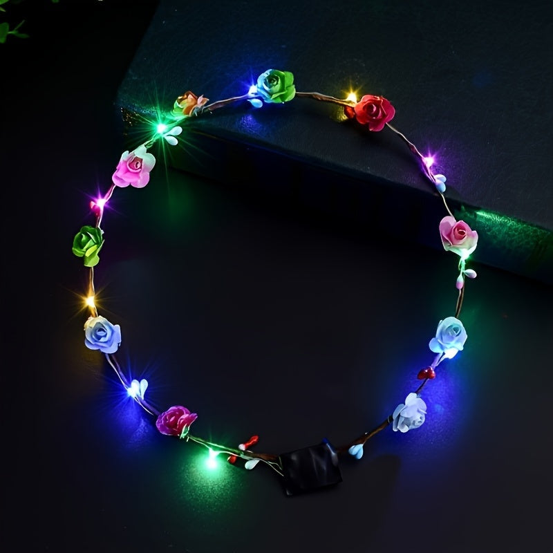 LED Flower Crown Headband Light Up Party Hairband