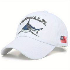 Shark Embroidery Baseball Cap Vintage Washed Adjustable Dad Hats