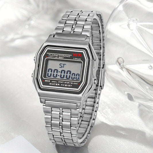 Adjustable Business Electronic Watch with Steel Strap
