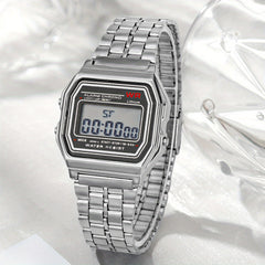 Adjustable Business Electronic Watch with Steel Strap