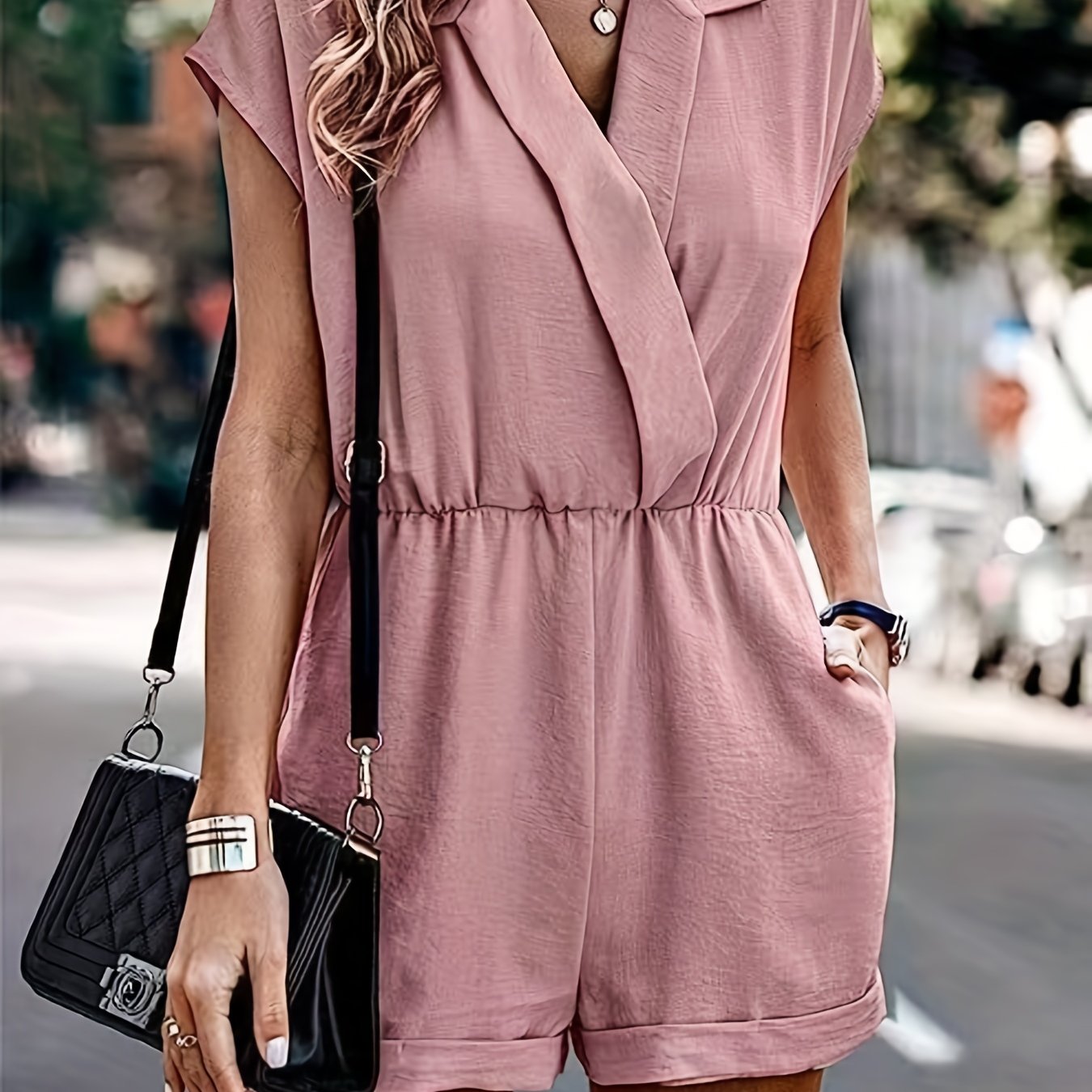 Casual V Neck Romper Jumpsuit