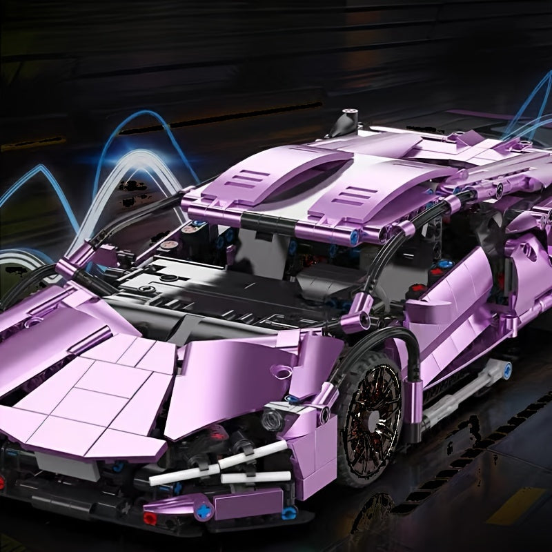 1280pcs Purple Supercar Building Blocks Assembly Model 1 14 Gift