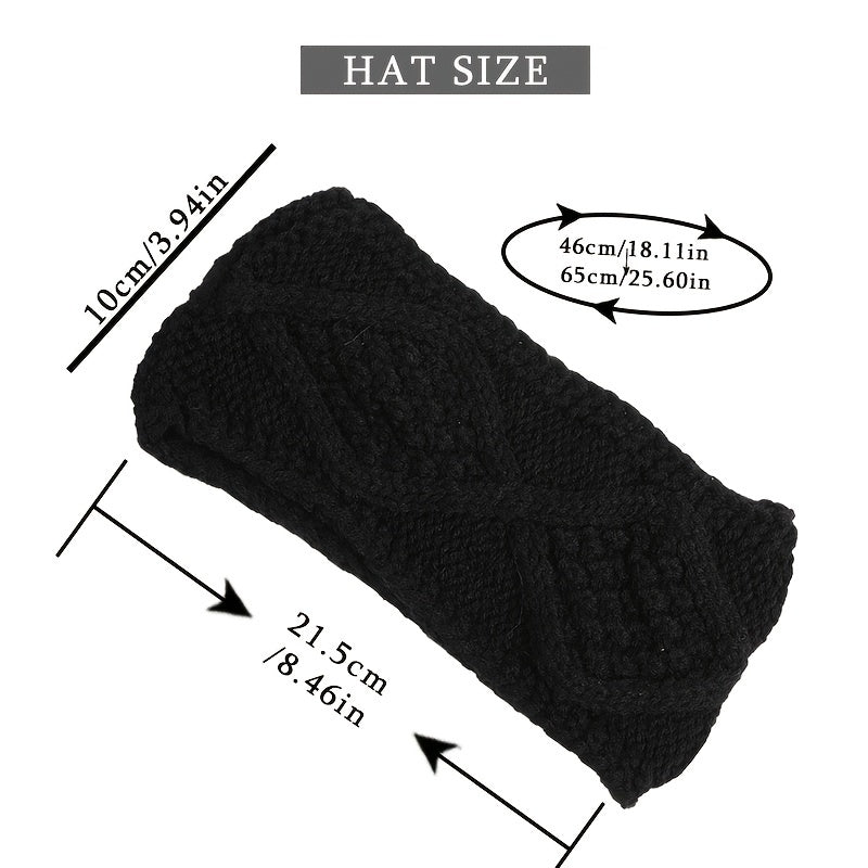 Knitted Headband Women Winter Boho Classic Cable Bow Turban Headband