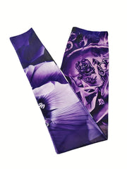 Skull Print Skinny Leggings Vintage Retro Stretchy Leggings