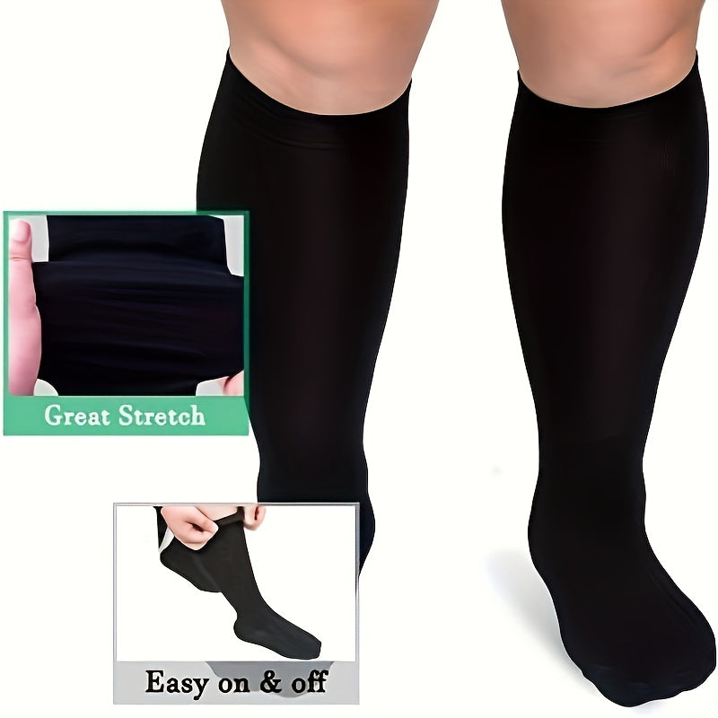 3 Pairs Plus Size Compression Socks 20-30mmHg Wide Calf Knee High Support