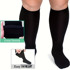 3 Pairs Plus Size Compression Socks 20-30mmHg Wide Calf Knee High Support