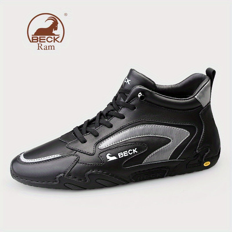 Men's Block Leather High Top Sneaker Waterproof Shoes