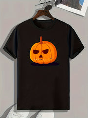 Halloween Pumpkin Print Men's Graphic T-shirt for Summer