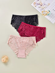 3-Pack Women's Plus Floral Lace High Waist Briefs Set