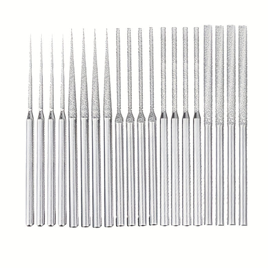 20pcs Diamond Drill Bit 5 Shapes Shank Diamond Grinding Tool Rotary Tool
