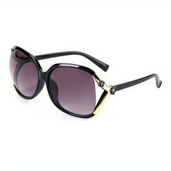 Oversized Gradient Lens Hollow Sunglasses Camellia Flower Decor Glasses