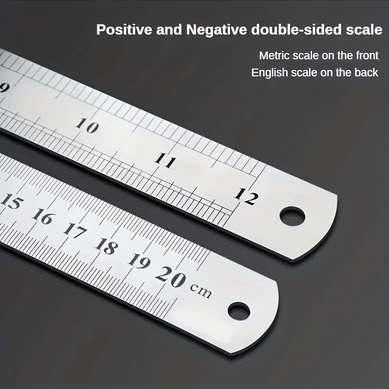 1pc Stainless Steel Ruler 20 32 30 Steel Ruler Inch Metric Machinist Ruler