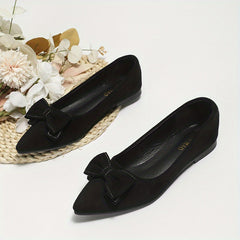 Women's Bowknot Ballet Flats Pointed Toe Slip On Shoes Comfy Walking Flats