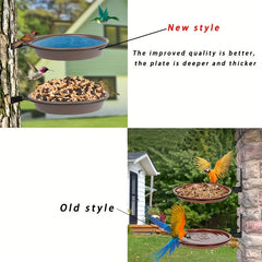 Hanging Bird Bath Bowl Double Layers Outdoor Large Bird House Garden Decor
