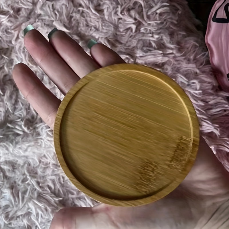 Bamboo Coaster Set for Drinks, Natural Wood Drink Coasters with Holder