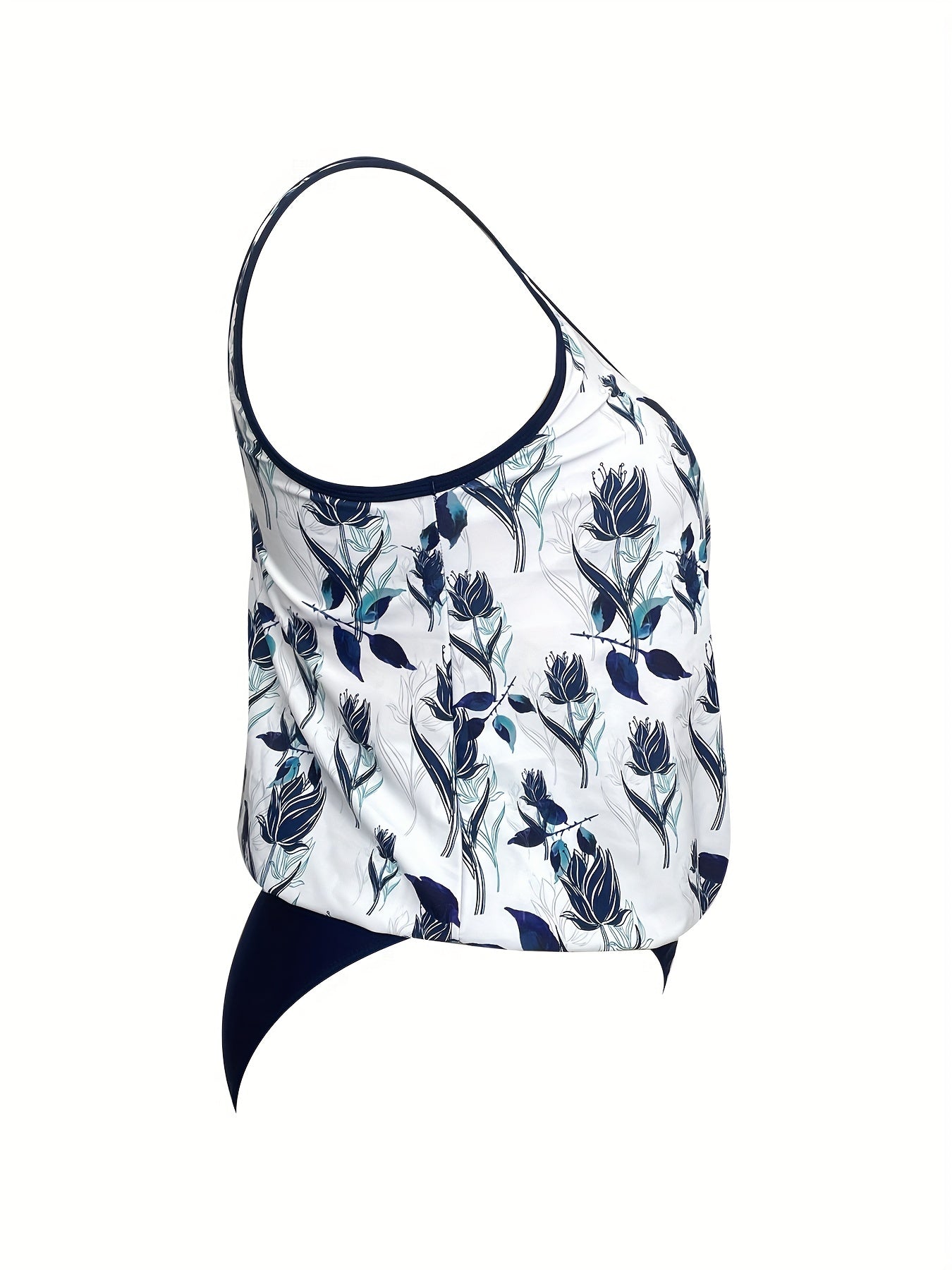 Vacay Swimsuit Set Floral Print Tank Top & Solid Shorts Two Piece