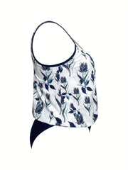 Vacay Swimsuit Set Floral Print Tank Top & Solid Shorts Two Piece