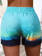 Coconut Tree Print Drawstring Shorts for Women