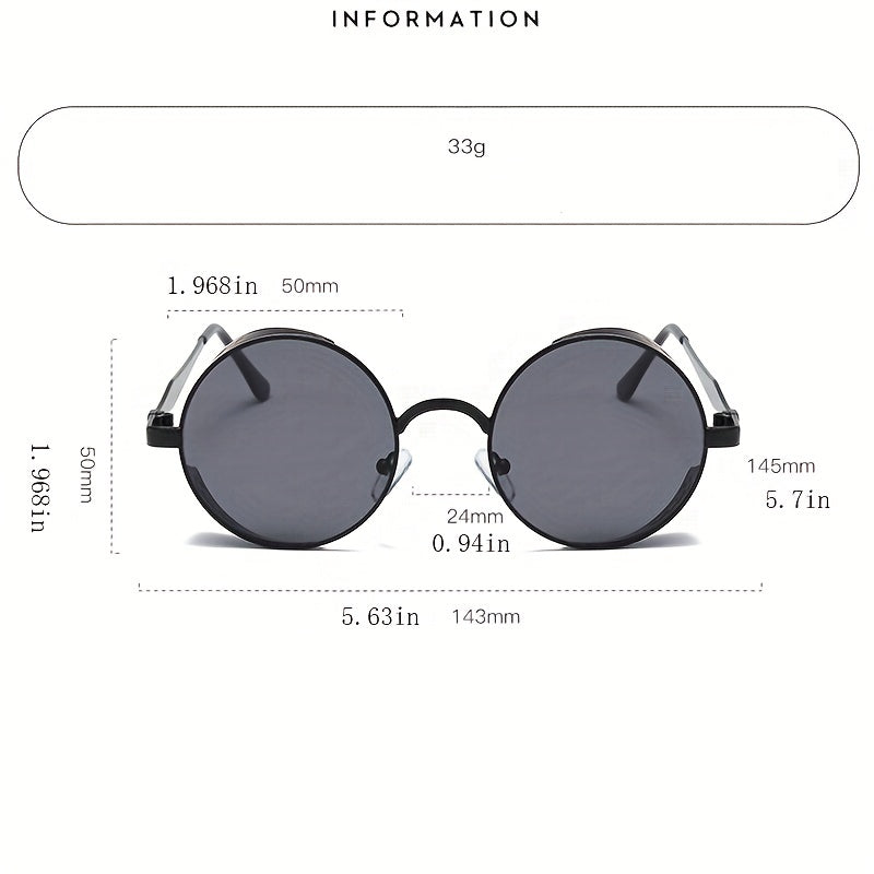 Vintage Metal Steampunk Sunglasses Polarized Round Frame Mens Womens