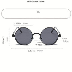 Vintage Metal Steampunk Sunglasses Polarized Round Frame Mens Womens