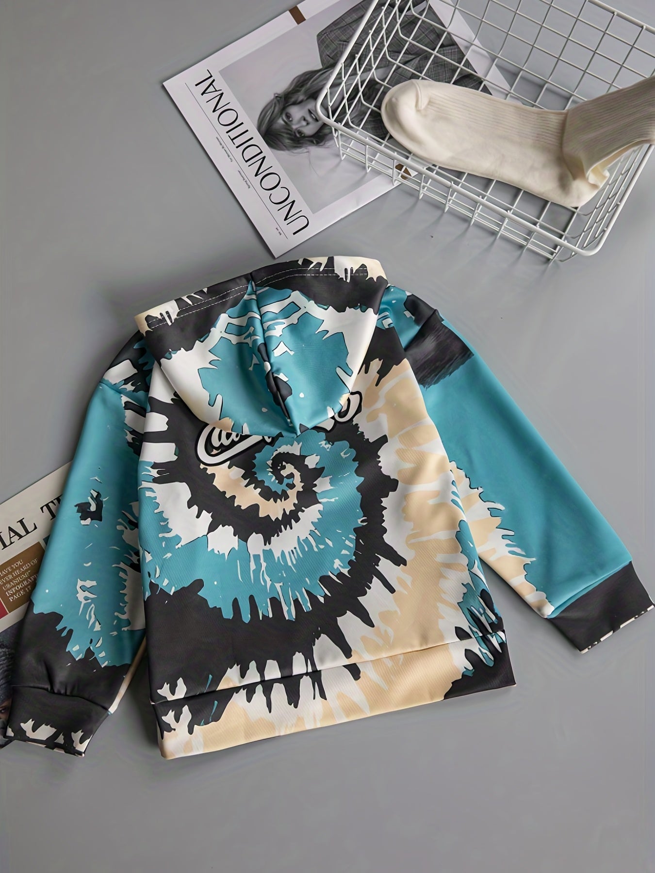 Spiral 3D Print Boys Hooded Sweatshirt for Spring Fall