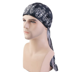 Cashew Flower Print Silk Streamer Pirate Hat Cape Turban Hat Durag