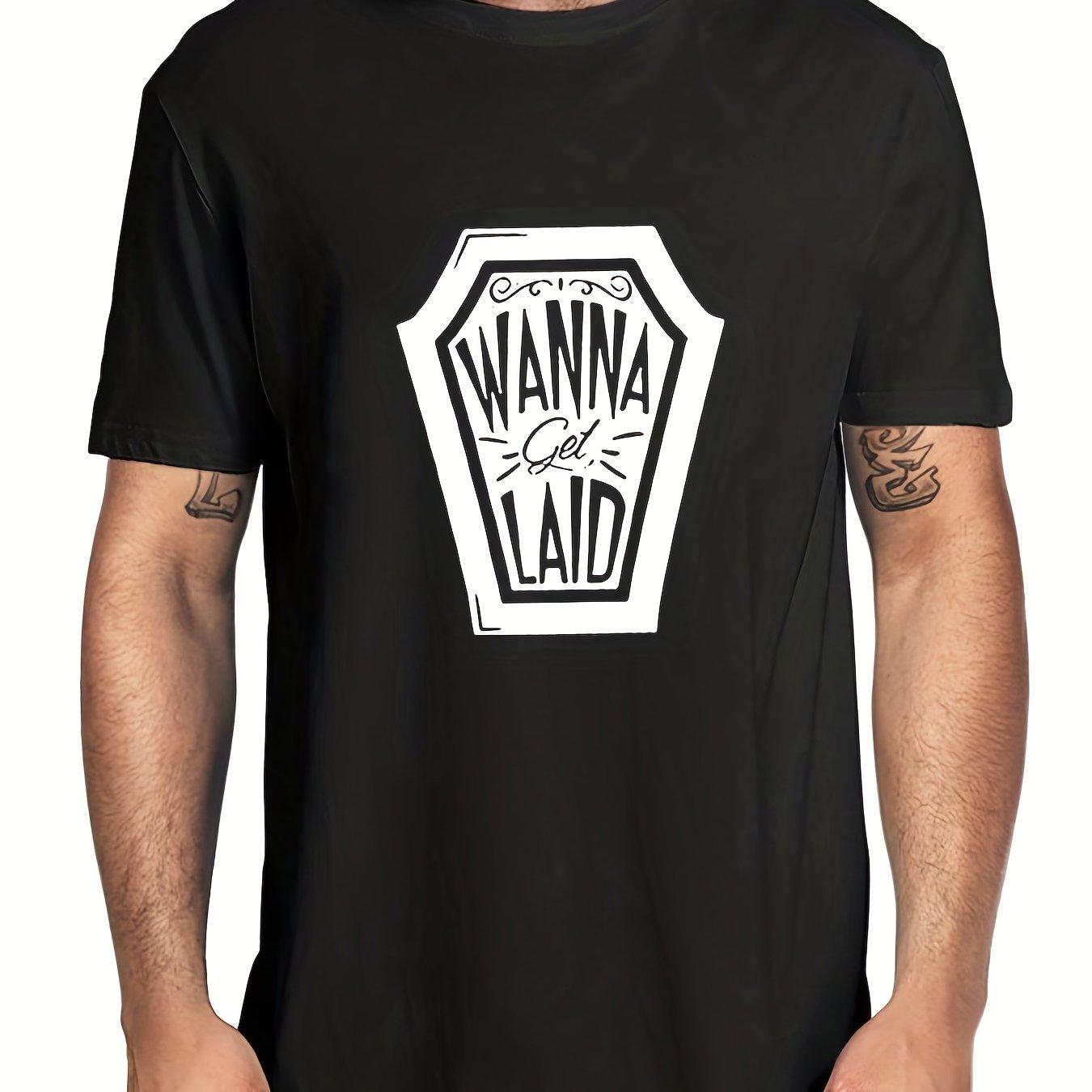 Men's Letter Print T shirt Casual Tee Spring Summer Outdoor