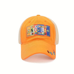 Hip Hop Patch Mesh Trucker Hat Block Letter Embroidery Baseball Cap