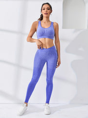 2pcs Yoga Set Cropped Top & High Waist Leggings Women's Activewear