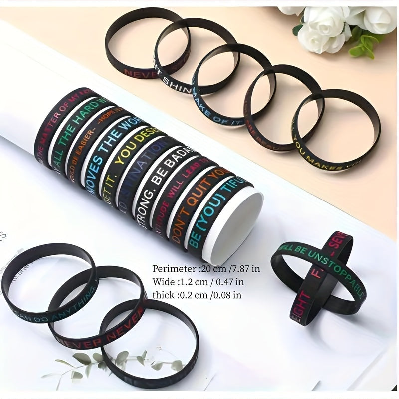 60 Inspirational Rubber Bracelets Motivational Quote Wristbands