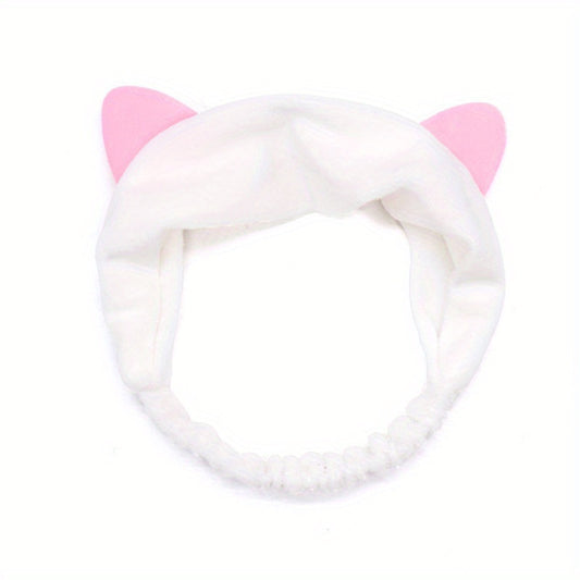 Cat Ears Headband Women Makeup Face Washing Cat Ears Bundle Headband