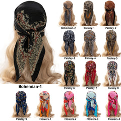 Baroque Pattern Print Bandana Pleated Square Scarf