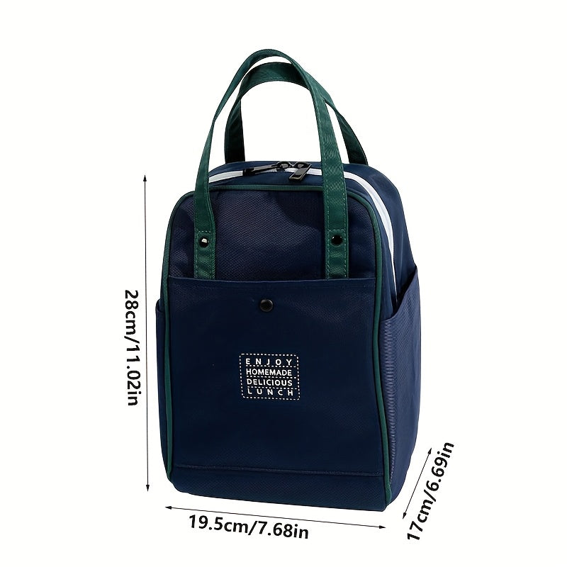Insulated Lunch Bag Double Zip Waterproof Easy Carry Students Office