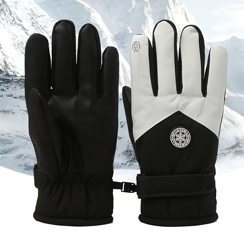 Winter Velvet Thickened Warm Gloves Windproof Waterproof Non slip Gloves