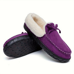 Plush Lined Thermal Furry Snow Shoes Winter Keep Warm Comfortable Flat Boots