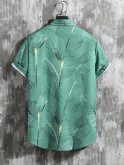 Leaf Print Men's Casual 2Pcs Outfits