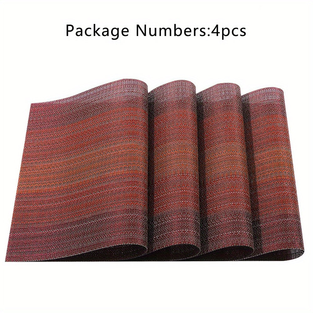6pcs Plastic Placemats Lake Woven Rectangle Insulated Mat
