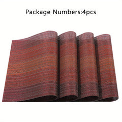 6pcs Plastic Placemats Lake Woven Rectangle Insulated Mat