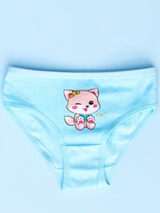 4pcs Girls Triangle Panties Fox Moon Print Elastic Waist Comfortable Underwear