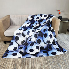 3D Football Print Flannel Blanket for Camping Office Sofa Nap