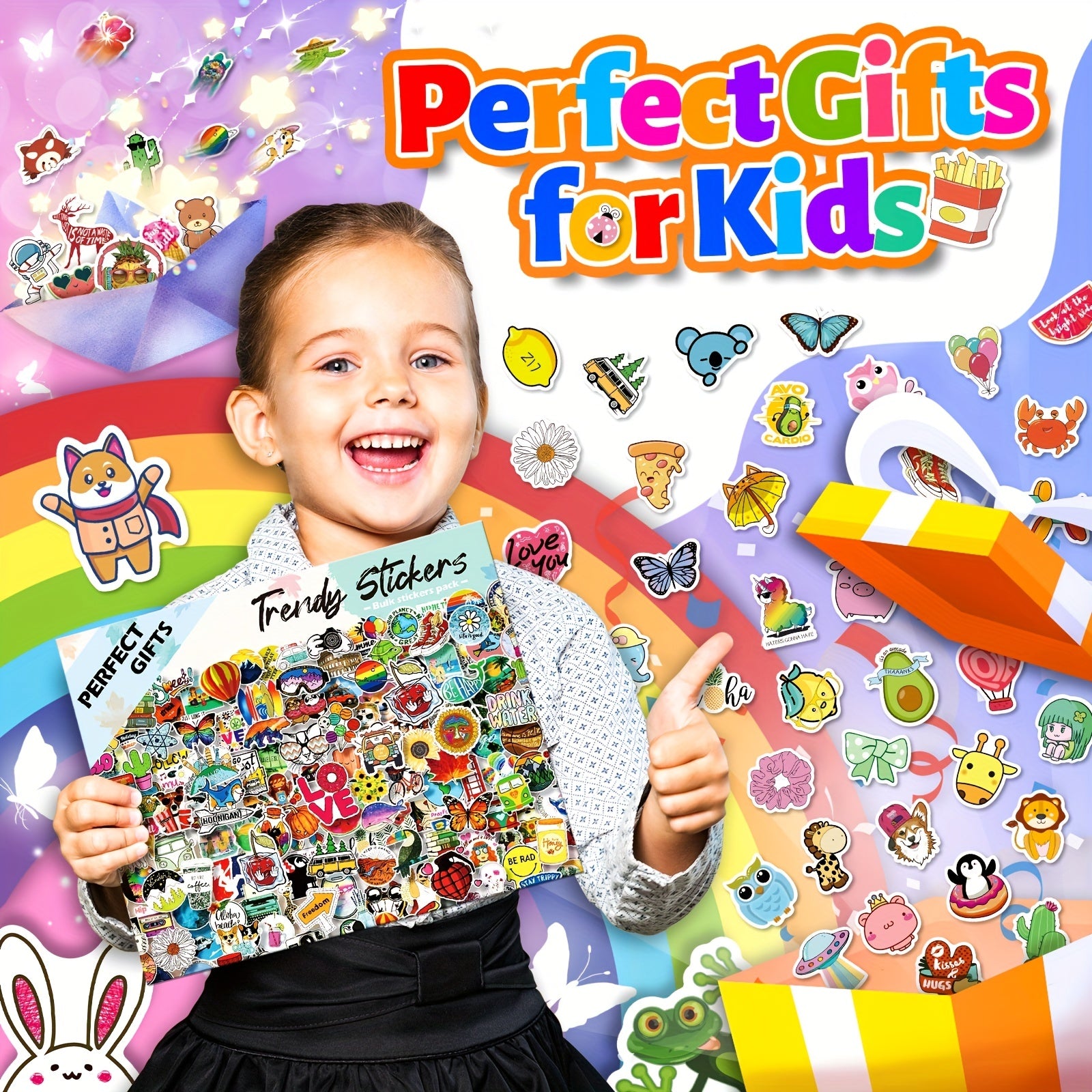 1000pcs Cartoon Colorful Doodle Stickers Water Cup Notebook Journal Decoration