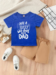 Boys Love Dad T-shirt & Shorts Set Casual Kids Summer Clothes