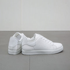 Women's Flat Lace-Up Walking Shoes Casual Faux Leather Sneakers