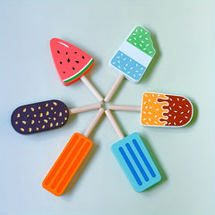 Wooden Toy Ice Cream Pretend Playset with 3 Colorful Sandwiches