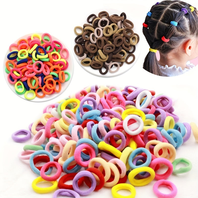200pcs Vibrant Hair Ties Elastic Ponytail Holders for Girls & Kids